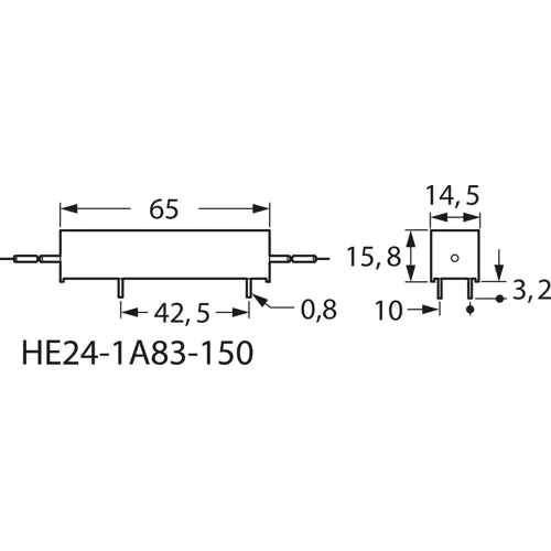 Reedrelais, 24 V (DC), 1 Schließer, 50 W, HE24-1A83-150 Geprüft