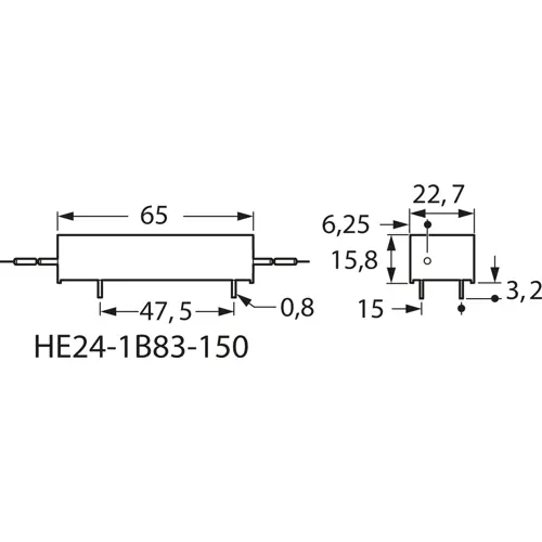 Markenware Reedrelais, 24 V (DC), 1 Öffner, 50 W, HE24-1B83-150