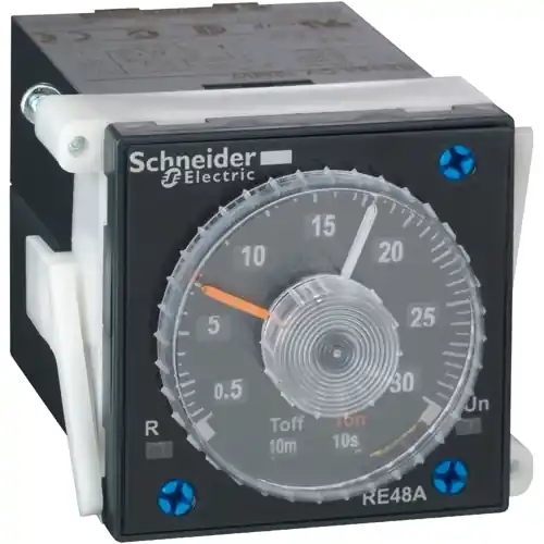 Abverkauf Taktgeber, 0,02 s bis 300 h, 2 Wechsler, 24-240 V AC/DC, 8 A/250 VAC, RE48ACV12MW