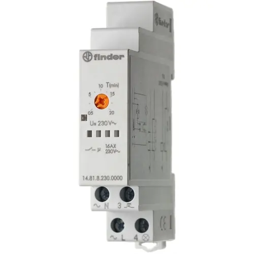 Treppenlichtzeitschalter, 30 s bis 20 min, Treppenhaus-Lichtfunktion + Service-Funktion, 1 Schließer, 110-230 VAC, 16 A/230 VAC, 14.81.8.230.0000 Neu