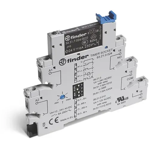 Ausverkauf Zeitrelais, 0,1 s bis 6 h, 4 Ablauffunktionen, 1 Wechsler, 250 VAC, 400 VAC, 38.21.0.012.0060