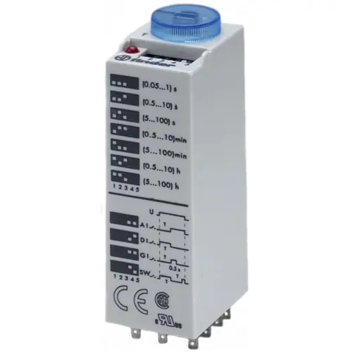 Zeitrelais, 0,05 s bis 100 h, 4 Funktionen, 3 Wechsler, 250 VAC, 10 A/250 VAC, 85.03.0.012.0000 Abverkauf