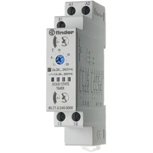 Sonderaktion Multifunktions-Zeitrelais, 0,1 s bis 24 h, 6 Funktionen, 1 Schließer, 24-240 V AC/DC, 1 A/240 V AC/DC, 80.71.0.240.0000