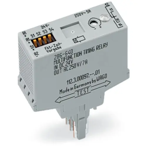 Kostenfreie Lieferung Zeitrelaismodul, 0,3 s bis 800 s, 1 Wechsler, 24 VDC, 5 A/250 VAC, 286-640/004-000