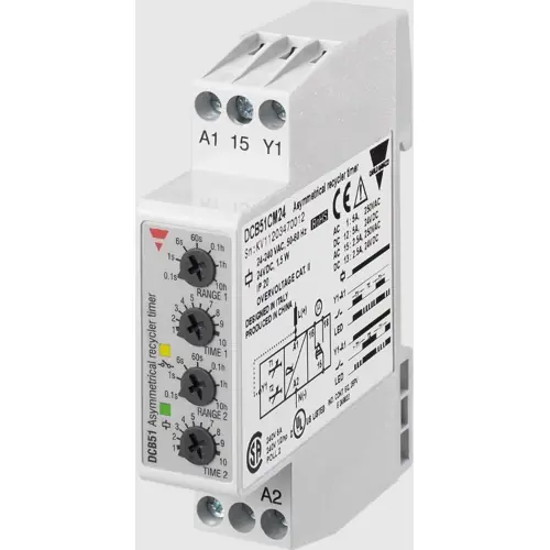 Letzte Chance Multifunktionsrelais, 0,1 s bis 100 h, 2 Funktionen, 1 Wechsler, 240 VAC, 5 A/24 VDC,240 VAC, DCB51CM24