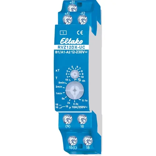 Zeitrelais, 0,1 s bis 40 h, ausschaltverzögert, 1 Wechsler, 12-230 V, 10 A/250 VAC, RVZ12DX-UC Bestseller