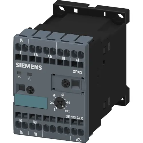 Multifunktionsrelais, 0,05 bis 100 s, 8 Funktionen, 1 Wechsler, 24 V AC/DC, 3 A/250 VAC, 3RP2005-2AQ30 Sonderaktion