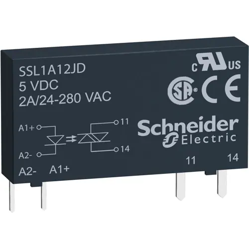 Halbleiterrelais, 3-12 VDC, nullspannungsschaltend, 24-280 VAC, 2 A, Leiterplattenmontage, SSL1A12JD Neue Ware