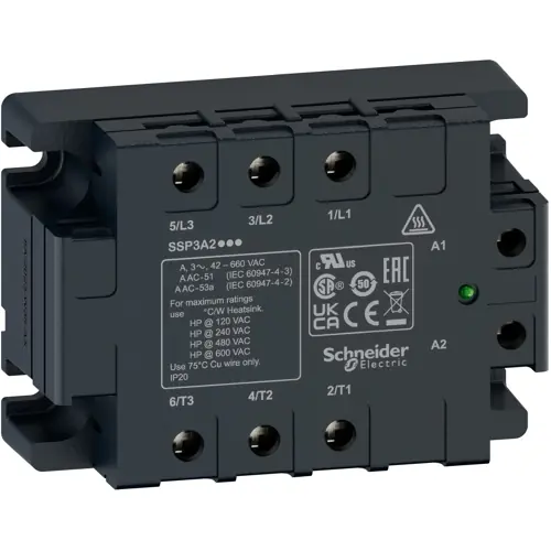 Kracherpreis Halbleiterrelais, 4-32 VDC, nullspannungsschaltend, 48-530 VAC, 50 A, Schraubmontage, SSP3A250BDT