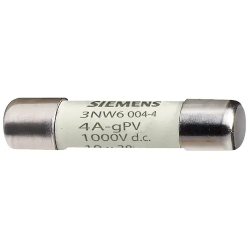 Highlight Sicherung 10 x 38 mm, 10 A, gPV, 1 kV (DC), 30 kA Ausschaltvermögen, 3NW6003-4