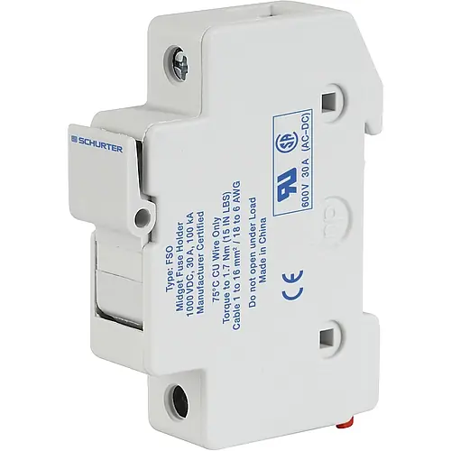 Nur Heute Sicherungshalter, 10,3 x 38 mm, 30 A, 600 V, DIN-Schiene, 0091.0001