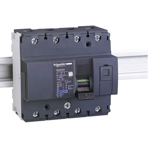 Billig Leitungsschutzschalter, 4-polig, C-Charakteristik, 80 A, 500 V (DC), 440 V (AC), Schraubanschluss, DIN-Schiene, IP20, 18740