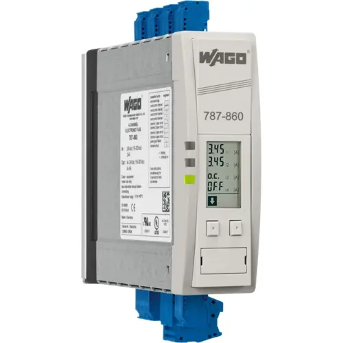 Neu Im Sortiment Schutzschalter, elektronisch, 4-polig, T-Charakteristik, 6 A, 24 V (DC), Push-in, DIN-Schiene, IP20, 787-860