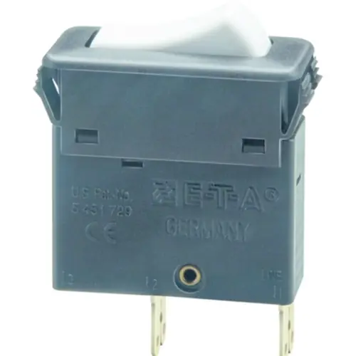 Echt Schutzschalter, thermisch, 1-polig, 15 A, 50 V (DC), 240 V (AC), Flachstecker 6,3 x 0,8 mm, Snap-in, IP40, 3130-F110-P7T1-W01Q-15A