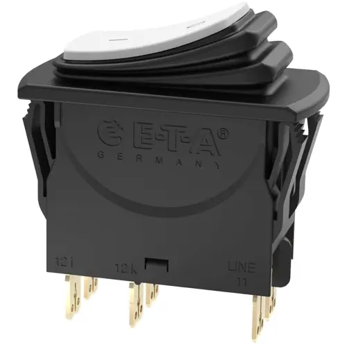 Schutzschalter, 2-polig, 8 A, 50 V (DC), 240 V (AC), Flachstecker 6,3 x 0,8 mm, Snap-in, IP40, 3120-N554-P7T1-W02D-8A Neue Kollektion