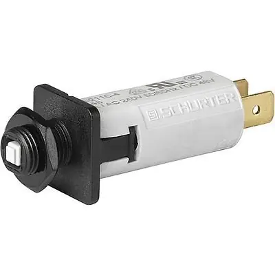 Highlight Schutzschalter, thermisch, 1-polig, T-Charakteristik, 12 A, 48 V (DC), 240 V (AC), Flachstecker 6,3 x 0,8 mm, Gewindebefestigung, IP40, 4404.0077