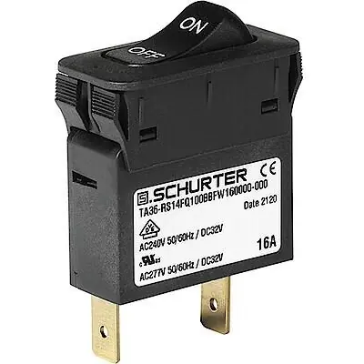 Top-Preis Schutzschalter, thermisch, 1-polig, T-Charakteristik, 16 A, 32 V (DC), 240 V (AC), Flachstecker 6,3 x 0,8 mm, Snap-in, IP40, 3-128-212