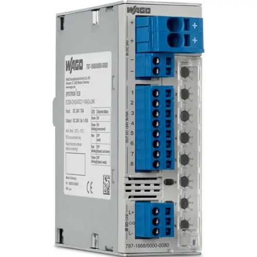 Schutzschalter, elektronisch, 8-polig, 10 A, 24 V (DC), Push-in, DIN-Schiene, IP20, 787-1668/000-080 Jetzt Kaufen