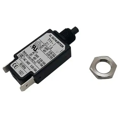 Highlight Schutzschalter, 1-polig, T-Charakteristik, 2 A, 48 V (DC), 240 V (AC), Flachstecker 6,3 x 0,8 mm, Gewindebefestigung, IP40, 4400.0047