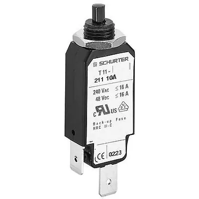 Markenprodukt Schutzschalter, 1-polig, T-Charakteristik, 1.2 A, 48 V (DC), 240 V (AC), Flachstecker 6,3 x 0,8 mm, Gewindebefestigung, IP40, 4400.0471