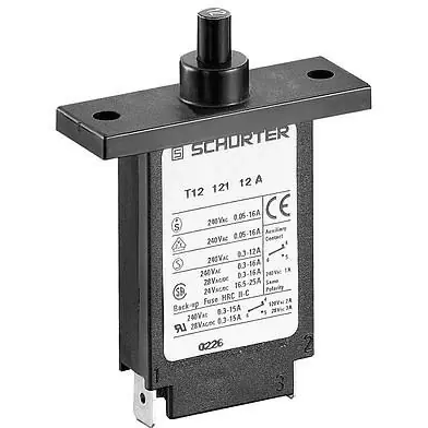 Knallerangebot Schutzschalter, 1-polig, T-Charakteristik, 10 A, 28 V (DC), 240 V (AC), Flachstecker 6,3 x 0,8 mm, Montageflansch, IP40, 4410.0163