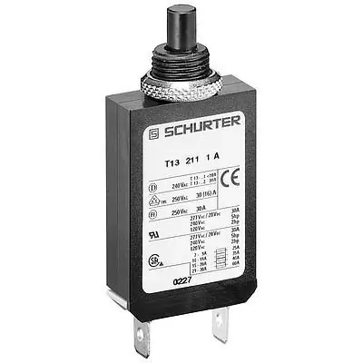 Schutzschalter, 1-polig, T-Charakteristik, 16 A, 28 V (DC), 240 V (AC), Flachstecker 6,3 x 0,8 mm, Gewindebefestigung, IP40, 4411.0089 Gratis Versand