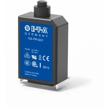 Schutzschalter, thermisch, 1-polig, 800 mA, 48 V (DC), 240 V (AC), Lötanschluss, Leiterplattenmontage, IP40, 104-PR-0,8A Letzte Chance