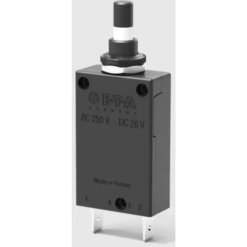 Sonderangebot Schutzschalter, thermisch, 1-polig, 8 A, 28 V (DC), 250 V (AC), Flachstecker 6,3 x 0,8 mm, Zentralbefestigung, IP40, 2-5700-IG1-P10-8A
