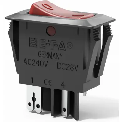 Highlight Schutzschalter, thermisch, 1-polig, 5 A, 28 V (DC), 240 V (AC), Flachstecker 2,8 x 0,8 mm, Snap-in, IP30, 1410-F110-P1F1-W14QB2-5A