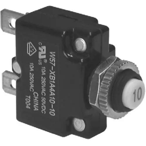 Schutzschalter, thermisch, 1-polig, 10 A, 50 V (DC), 250 V (AC), Flachstecker 6,35 mm, Panelmontage, 1423675-7 Echt