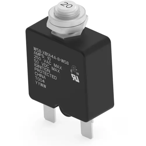 Schutzschalter, thermisch, 1-polig, 8 A, 50 V (DC), 250 V (AC), Flachstecker 6,35 mm, Panelmontage, 2-1393249-2 Preisknaller