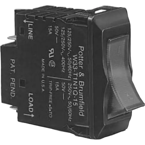 Schutzschalter, thermisch, 2-polig, 15 A, 50 V (DC), 250 V (AC), Flachstecker 6,35 mm, Snap-in, 4-1393248-4 Ausverkauf