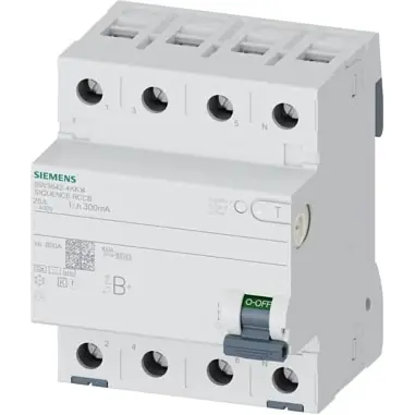 Fehlerstromschutzschalter, 4-polig, 25 A, 300 mA, Typ B, 400 V, 5SV3642-4KK14 Nur Für Kurze Zeit