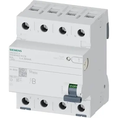 Fehlerstromschutzschalter, 4-polig, 25 A, 300 mA, Typ B, 400 V, 5SV3642-4 Super-Preis