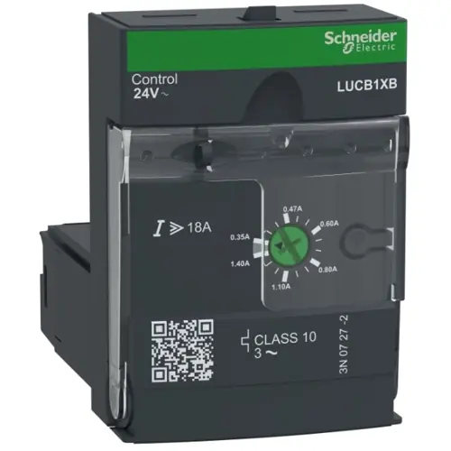 Erweiterte Steuereinheit, LUCB, Klasse 10, 0,35-1,4 A, 24 VDC, für Leistungssockel LUB12/LUB32/LUB38/LUB120/LUB320/LUB380/Wendeschützschalter LU2B12BL/LU2B32BL/LU2B38BL, LUCB1XBL Neue Kollektion