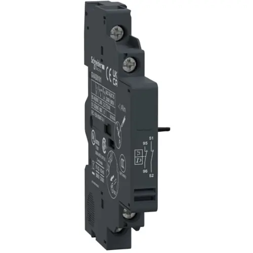 Neu Hilfsschalter, 1 Schließer Fehlermeldung + 1 Öffner, seitlich, für GV2L/GV2LE/GV2ME/GV2P/GV2RT/GV3L/GV3P, GVAD1001