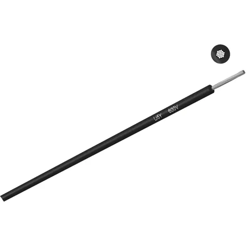 Knallerangebot PTFE-Schaltlitze, Li5Y_600V, 0,34 mm², AWG 22, 19 x 0,16 mm, schwarz, Außen-Ø 1,17 mm, 571912209