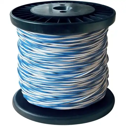 Zertifiziert PVC-Schaltdraht, Yv, 2 x 0,6 mm, weiß/blau, Außen-Ø 1,1 mm, BYB-5-92F424