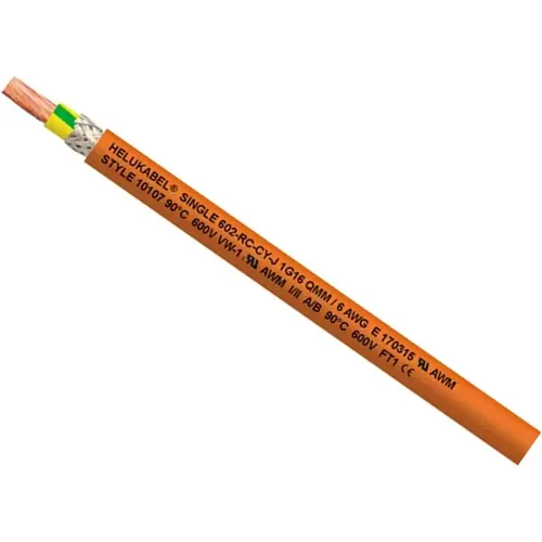 PVC-Schleppketten Aderleitung, Single 602-RC-CY-.., 10 mm², AWG 8, orange, Außen-Ø 10 mm, 69631 Markenprodukt