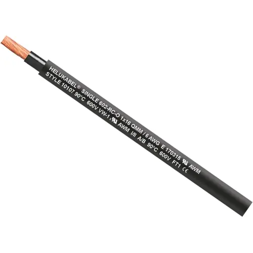 Gratis Versand PVC-Schleppketten Aderleitung, Single 602-RC-.., 16 mm², AWG 6, schwarz, Außen-Ø 10,5 mm, 69604