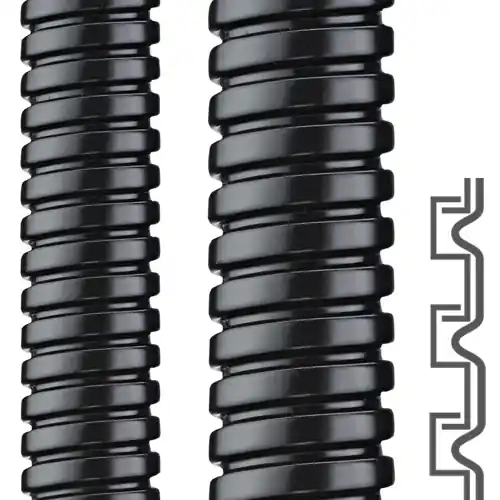 Neue Ware Schutzschlauch, Innen-Ø 7.5 mm, Außen-Ø 11 mm, BR 35 mm, Metall/PVC, schwarz, 12010102008