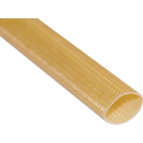 Zertifiziert Glasfaser-Geflechtschlauch, Innen Ø 16 mm, natur/honigfarben, halogenfrei, -30 bis 155 °C, 06370218018